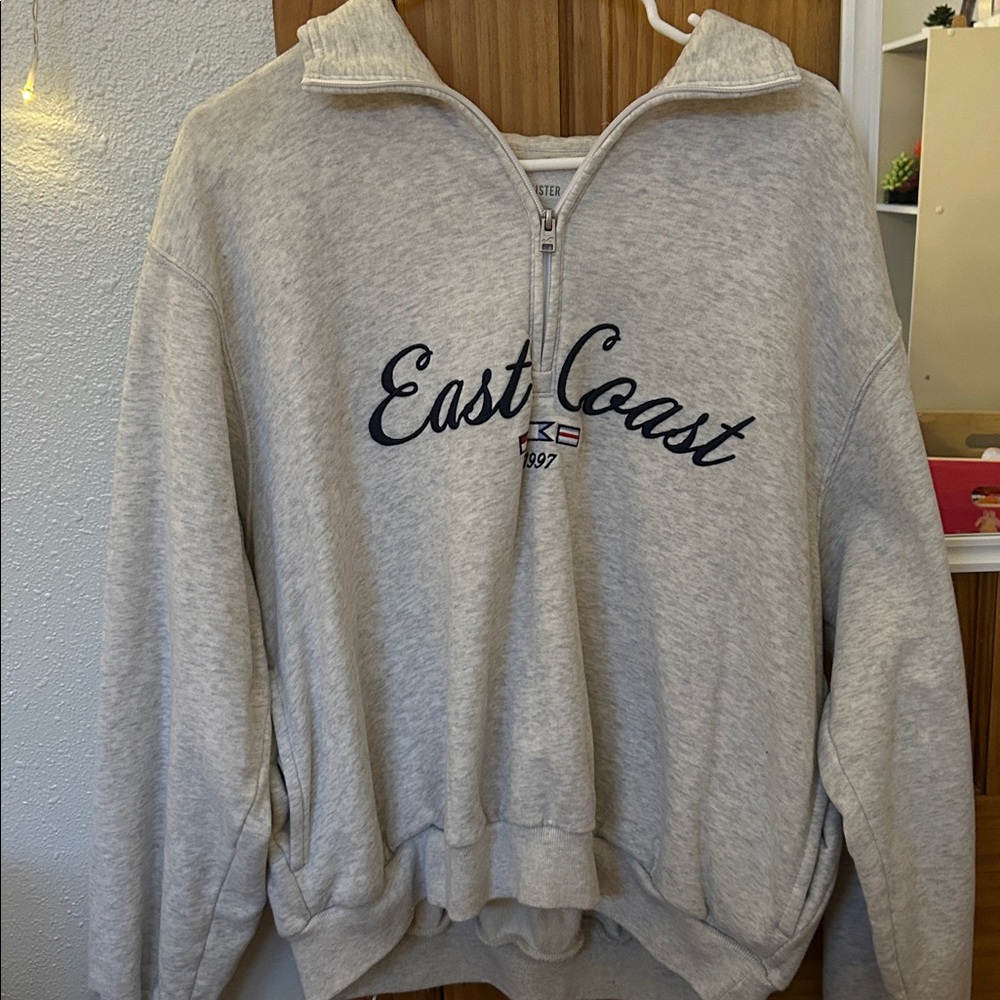 Hollister Light Gray East Coast Half-Zip Pullover